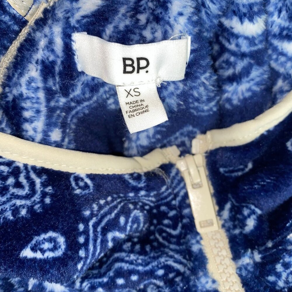 NWT BP XS Navy Bandana Patchwork Soft Fleece Hoodie - Picture 4 of 8